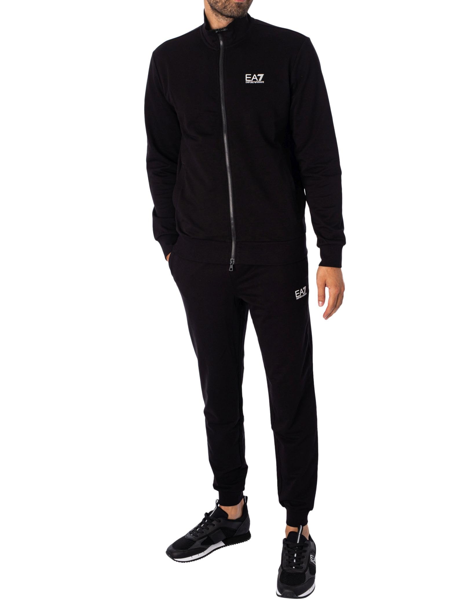 Ea7 Men's Black Chest Logo Zip Tracksuit