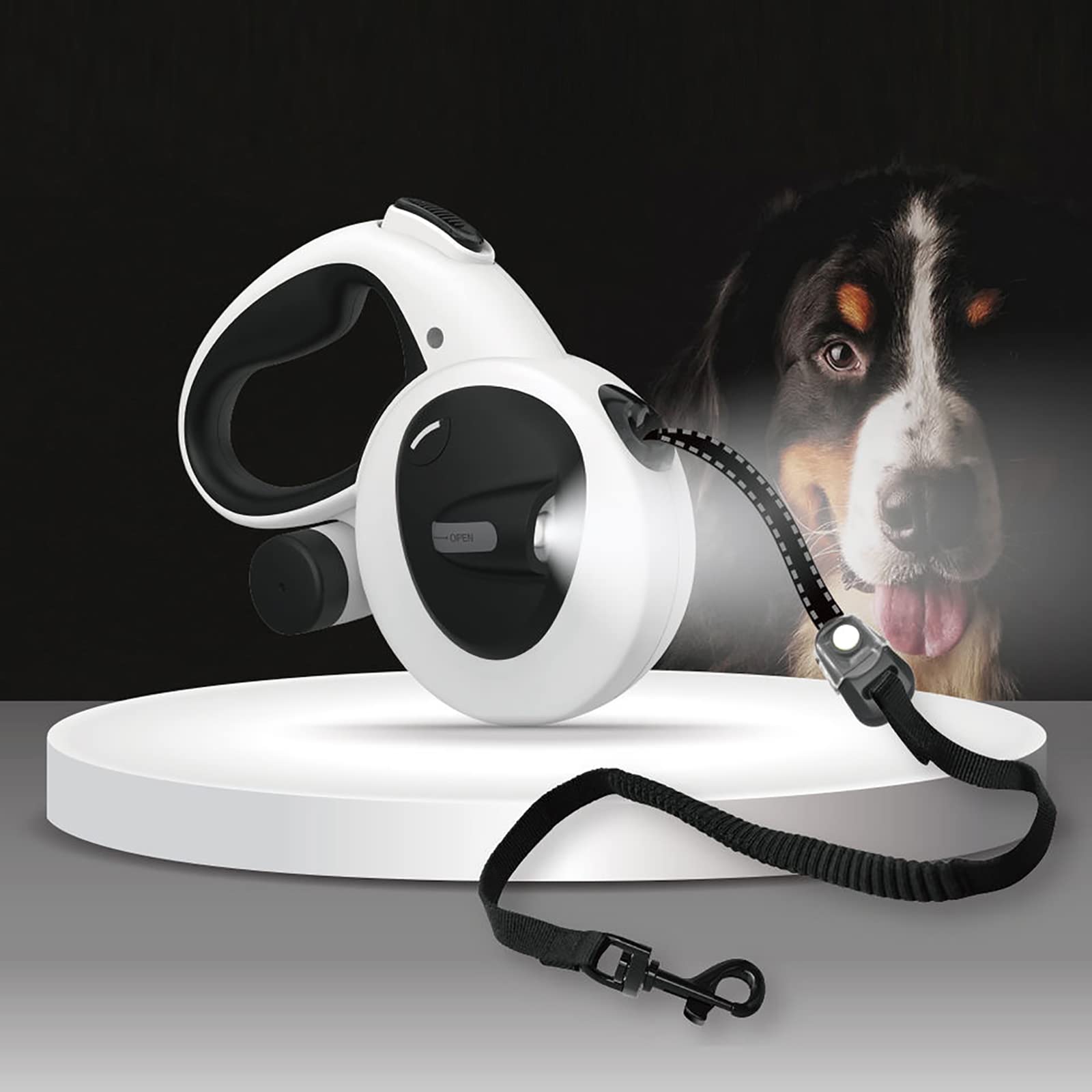 Fuerte Reflexivo Correa Perro Extensible, Correa De Perro Retráctil con Dosificador and Luz LED, Correa De Perro para Adiestramiento Y Paseo para Perros De hasta 50Kg/110lbs (5m/16ft)
