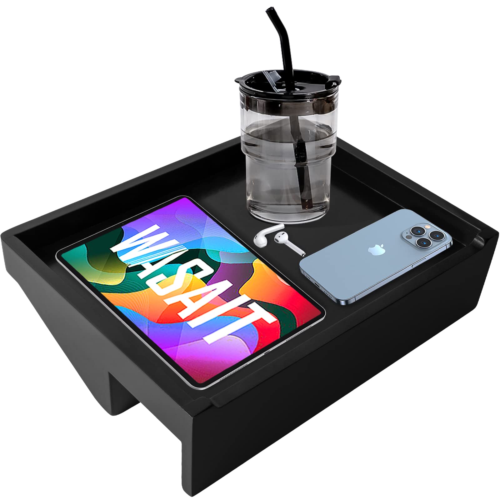 WASAIT Bedside Shelf for Bed Bamboo Bunk Bed Shelf for Top Bunk Black Bed Side Tray Table Caddy Floating Nightstand Bedroom College Dorm Room Essentials for Teen Girls Organizer for Students