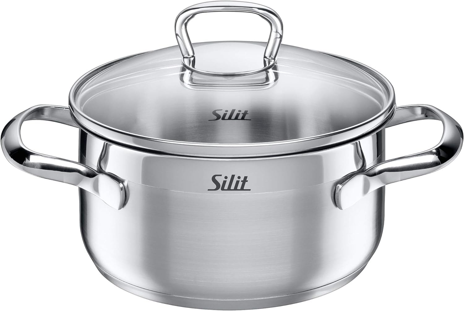 Silit Toscana - Batería de Cocina 5 Piezas de Acero inoxidable Parcialmente Mate, Tapas de Cristal, Aptas para Todo Tipo de Cocinas