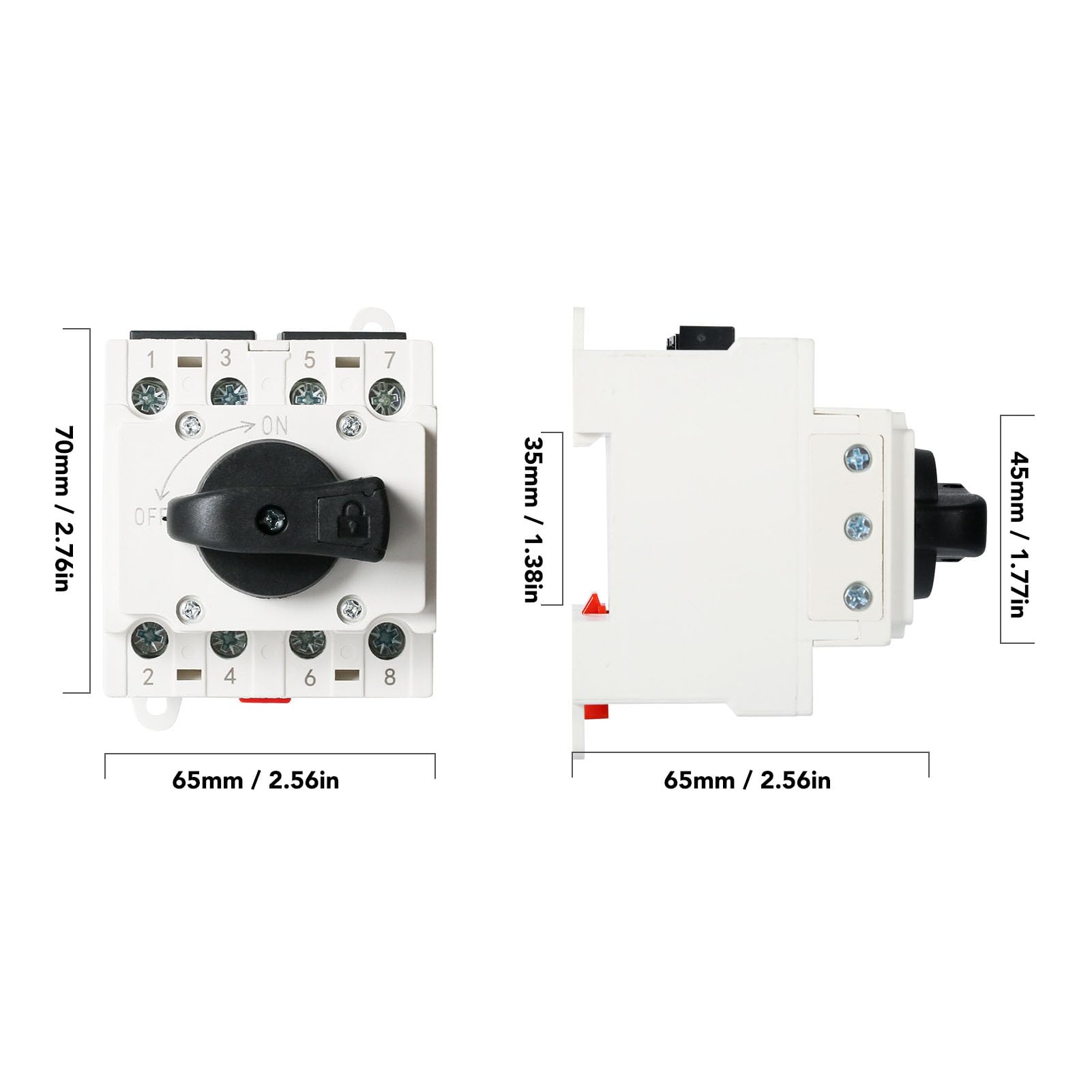 Interruttore di Disconnessione Solare PV Interruttore Sezionatore CC Fotovoltaico Ad Interruzione Rapida 4P Terminale in Rame CC 1000V 32A per la Casa