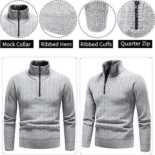 Mylldey Quarter Zip Sweater Men's Pullover Sweaters Knit Long Sleeve Sweater Mens4