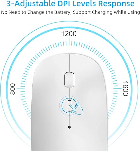 Miniatura 2 de Vxeei Mouse inalámbrico para laptop, mouse Bluetooth para MacBook ProAirMaciPadChromebookcomputadora - Modo dual recargable (USB 2.4 GHz + Bluetooth