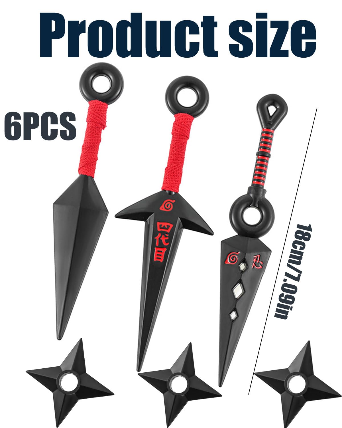 6PCS Kunai, Three Red and Three Black Figurines, Collectible Display Items for Home Decor, Perfect Gift for Anime Fans and Cosplay Enthusiasts, High Quality Material - Image 2 thumbnail