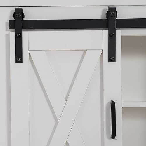 Miniatura 7 de SOSPIRO Almacenamiento de casa de campo sobre el inodoro con puerta corrediza de granero, organizador independiente sobre el inodoro, armario de