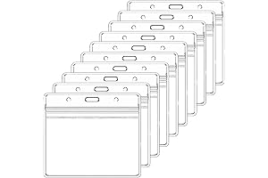 Clear Plastic Horizontal Badge Holders with Resealable Zip for Name Tags and IDs