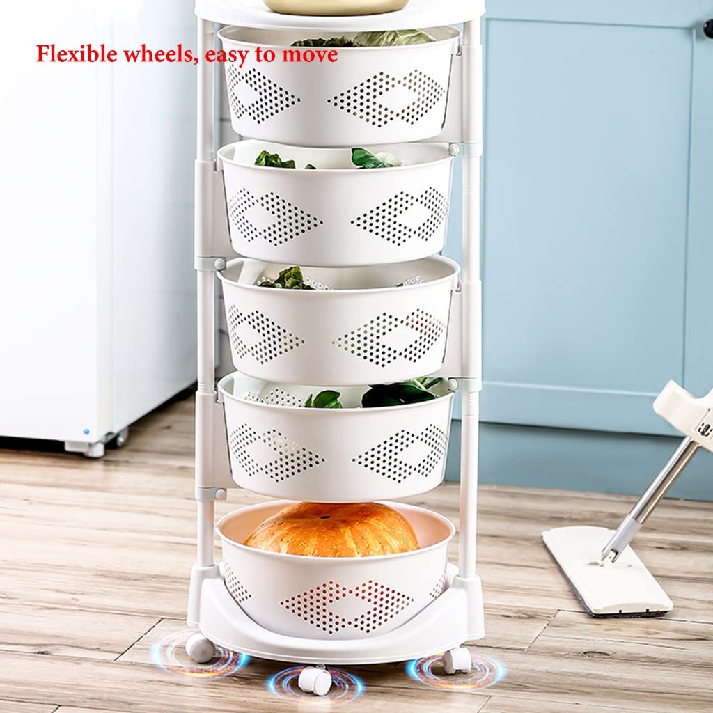 Wózek do przechowywania owoców i warzyw na kółkach(5 Tier)