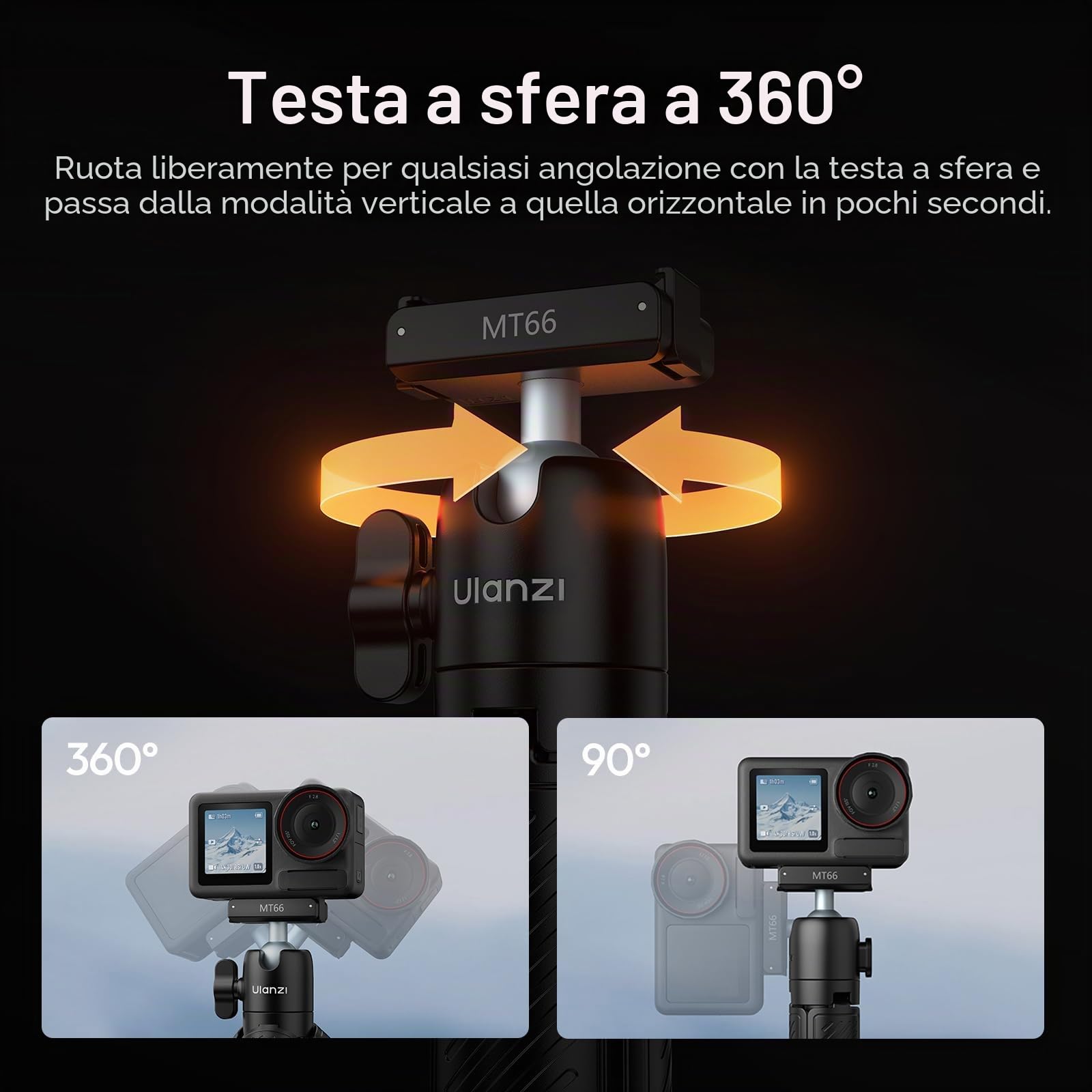 ULANZI MT66 Mini treppiede fotocamera con velcro e sgancio rapido, Treppiede portatile con adattatore a sgancio rapido per action cam, Treppiede da viaggio per Action 5 Pro/4/3, DJI OSMO 360