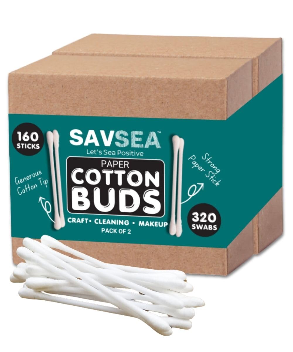 Pape Cotton earbuds/swabs | q tips | 160 Stems / 320 Swabs | Suitable for adult and baby | Multipurpose Double tip cotton swabs with sustainable paper stick better than wooden stick (Pack of 2)-picture-26