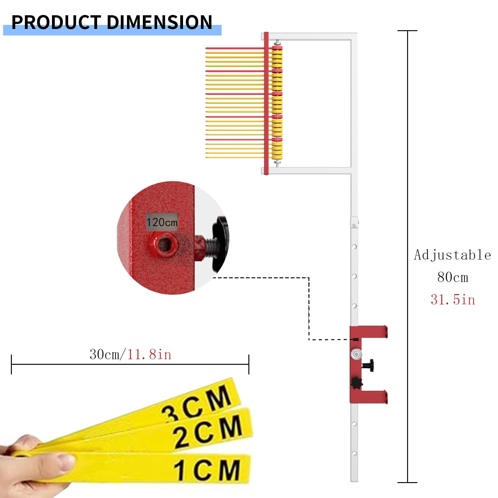 Wall Mounted Sports Vertical Jump Measurement Tester,Adult and Adolescent Adjustable Height Basketball Scale Assessment Stick Pole,Bounce Measuring Device for School Club