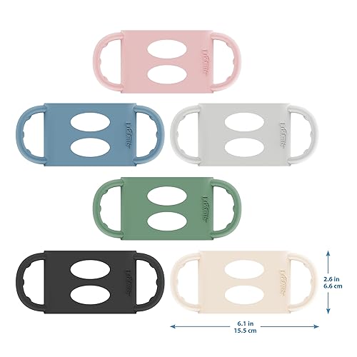 Miniatura 9 de Dr. Brown's Asas de biberón de cuello ancho, 100% silicona, asas extraíbles de fácil agarre para transición de biberón a vaso, negrocrudorosa,