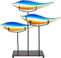 Dale Tiffany AS24126 Murano Style Garfish Handcrafted Art Glass Sculpture with Stand, Blue 15-Inch Wide - Stunning Decor