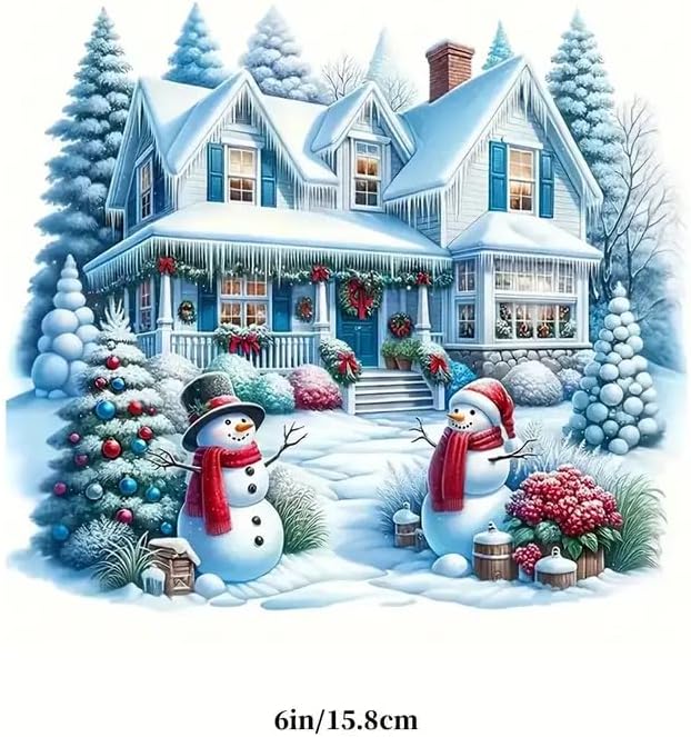 Christmas Snowman & House PVC Vinyl Car Decals Stickers Waterproof Self-Adhesive Decals for Cars, Laptops, Trucks, Motorcycles Wall Window Luggage Scratch Cover Door Decor Sticker - Image 2