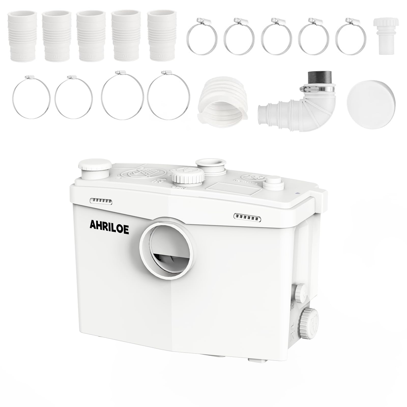 2.5HP Macerator Pump, 1875W Macerating Toilet System with 2 Outlets/4 Inlets, Sewage Pump for Basement, Sink, Toilet, Laundry, Kitchen