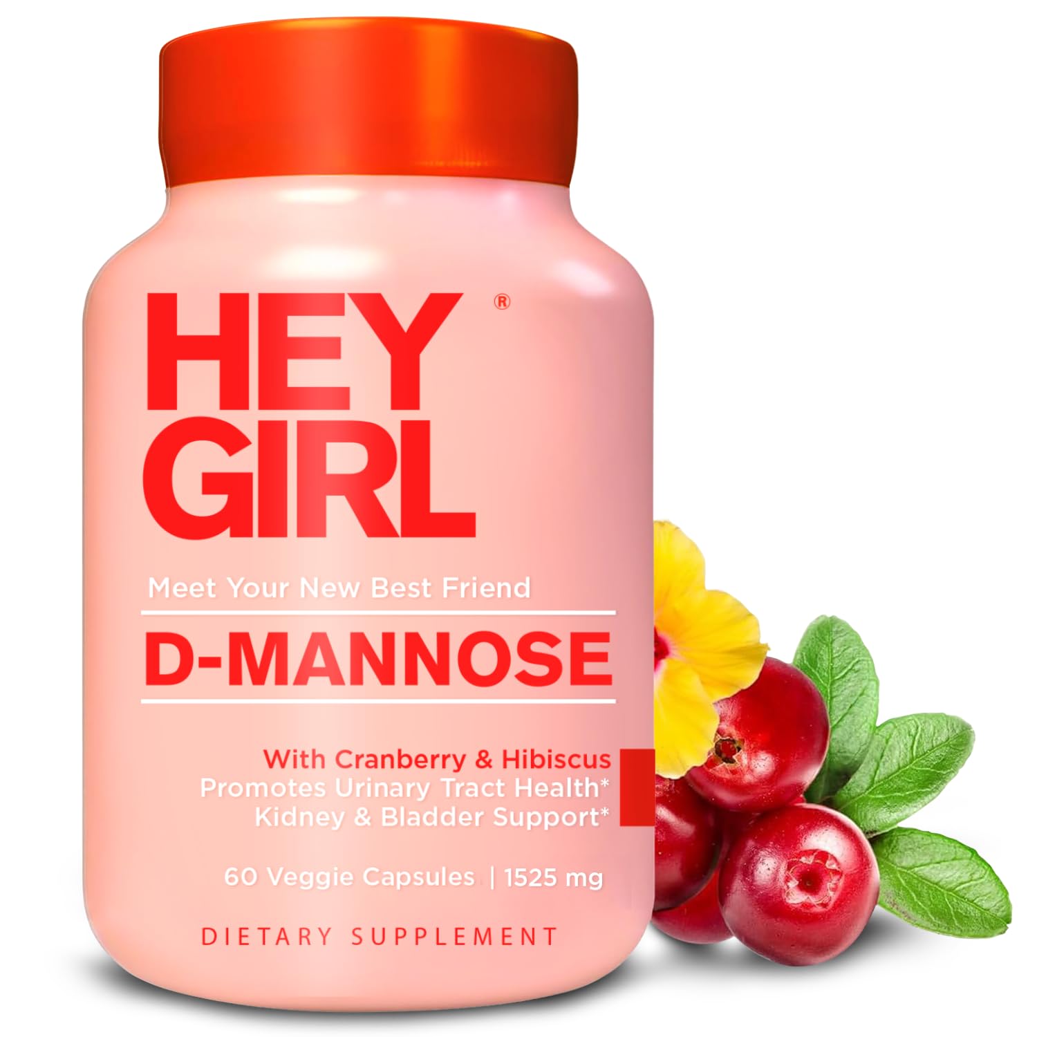 D Mannose Capsules - Fast-Acting UTI Supplement - Cleanse & Flush Impurities - with Natural D-Mannose Powder, Cranberry, Hibiscus & Dandelion - Alternative to Cranberry for Women, 60 Capsules