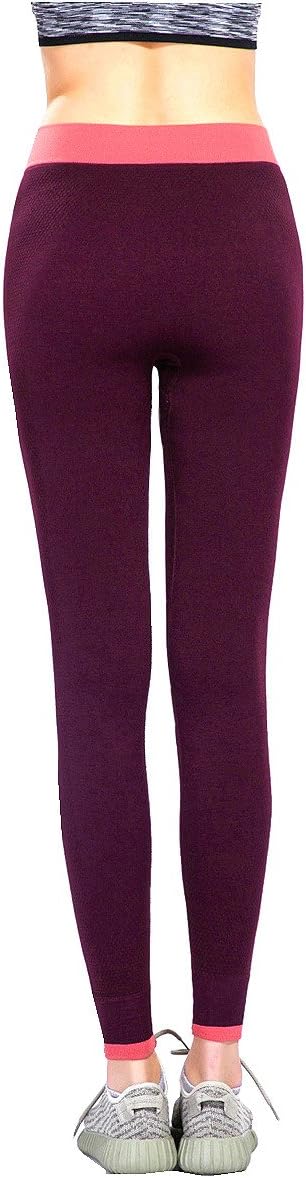 Edove Women Contrast Color Yoga Pants Capris Activewear Exercise Running Leggings Ankle Tights Deep Red L
