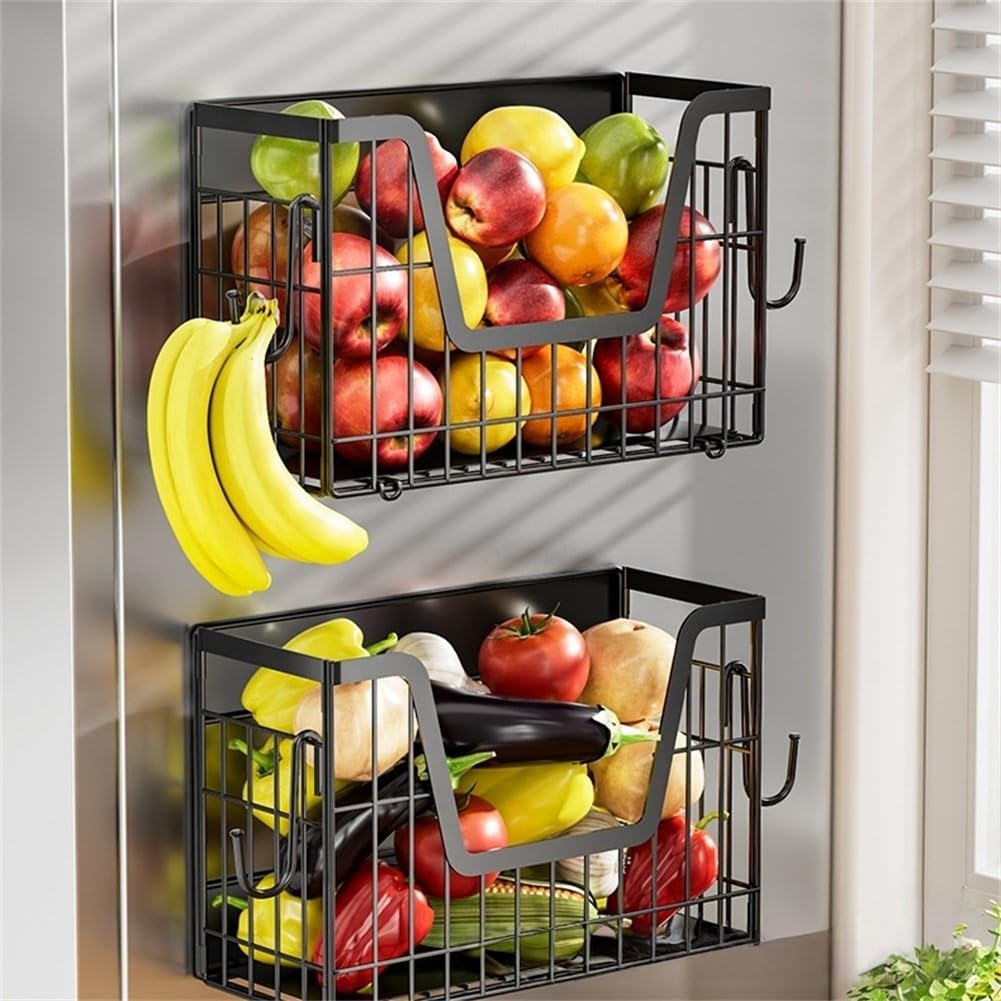 Kühlschrank-Seitenregal für Küchenorganisation – magnetisches Gewürzregal und Gemüsehalter – Metall, 31,5 x 12,5 x 20 cm