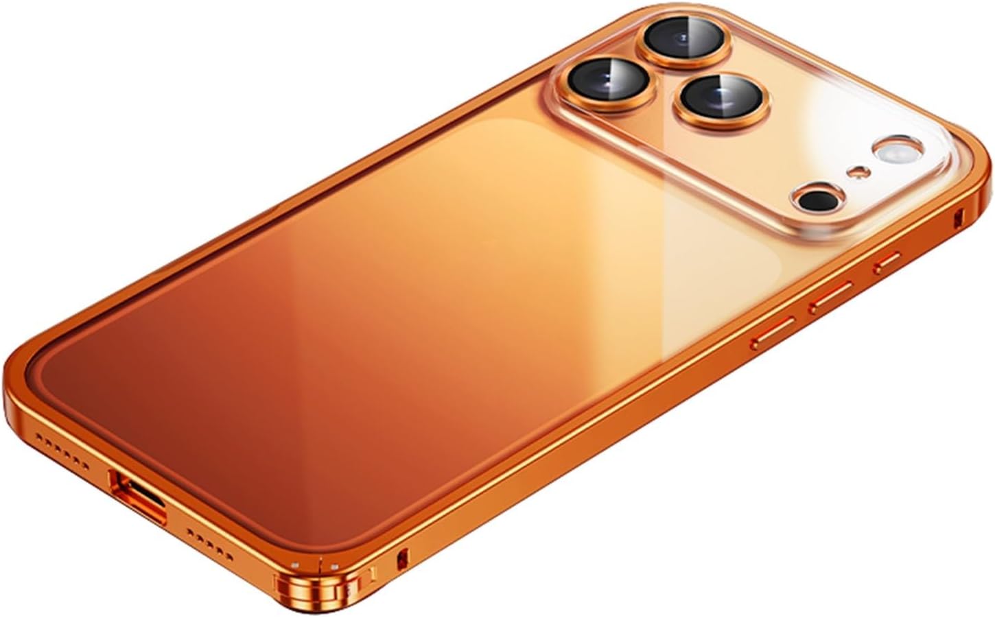 Ultra-Thin Case for iPhone 17/17 Air/17 Pro/17 Pro Max, Anti-Yellowing Case All-Inclusive Lens Protection Cover Aluminum Alloy Metal Frame Clear(Silver,17 Air)