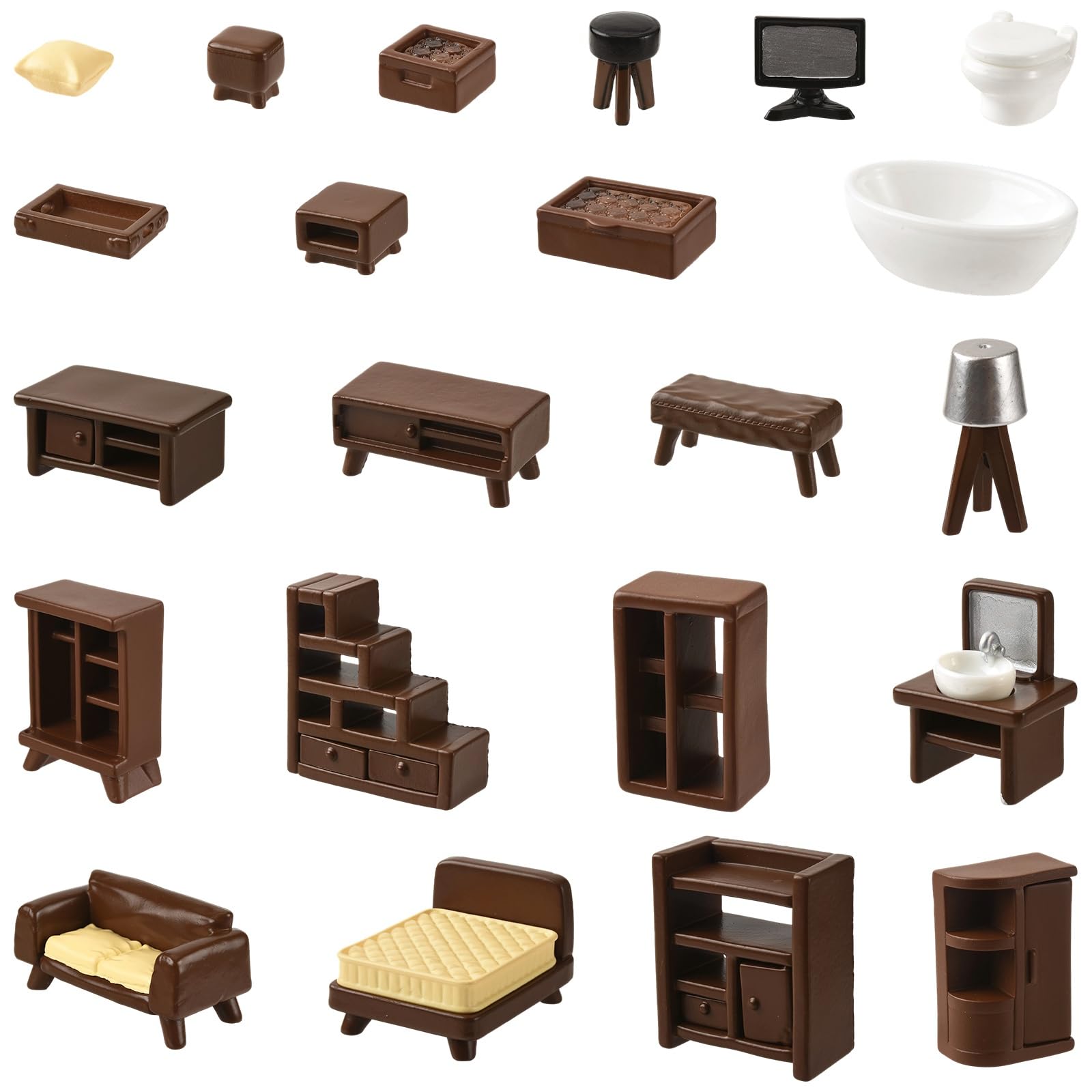 Mobilier maison de poupée en résine : lot de 22 pièces à offrir aux passionnés