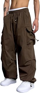 ZAFUL Men's Parachute Pants Casual Baggy Cargo Drawstring Trouser