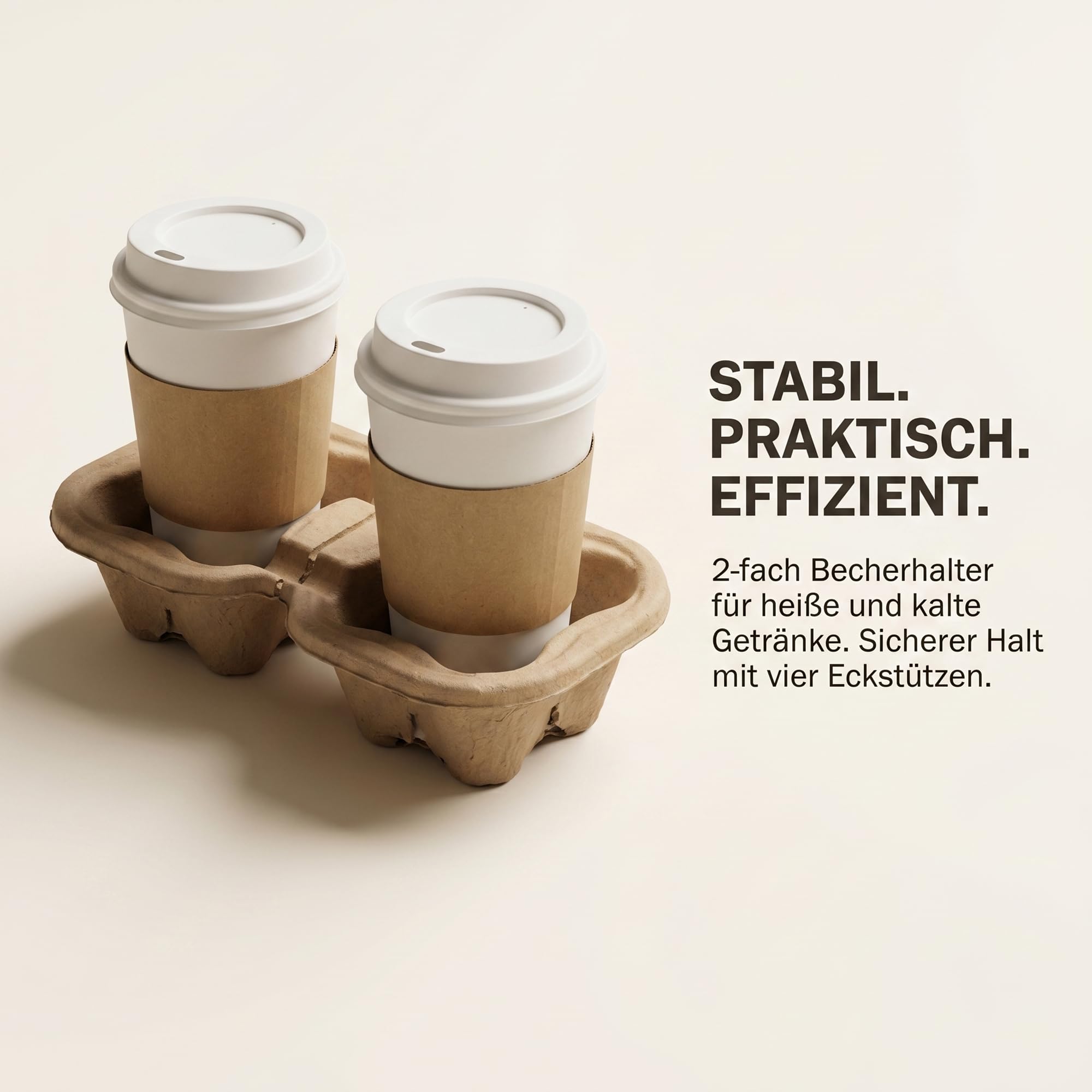 120 Stück 2-fach Becherhalter Pappe, tragbare Getränkebehälter aus Zellulose, 2er Kaffeebecherhalter To Go Für Heiße und Kalte Getränke (22 x 11 x 4,5 cm)