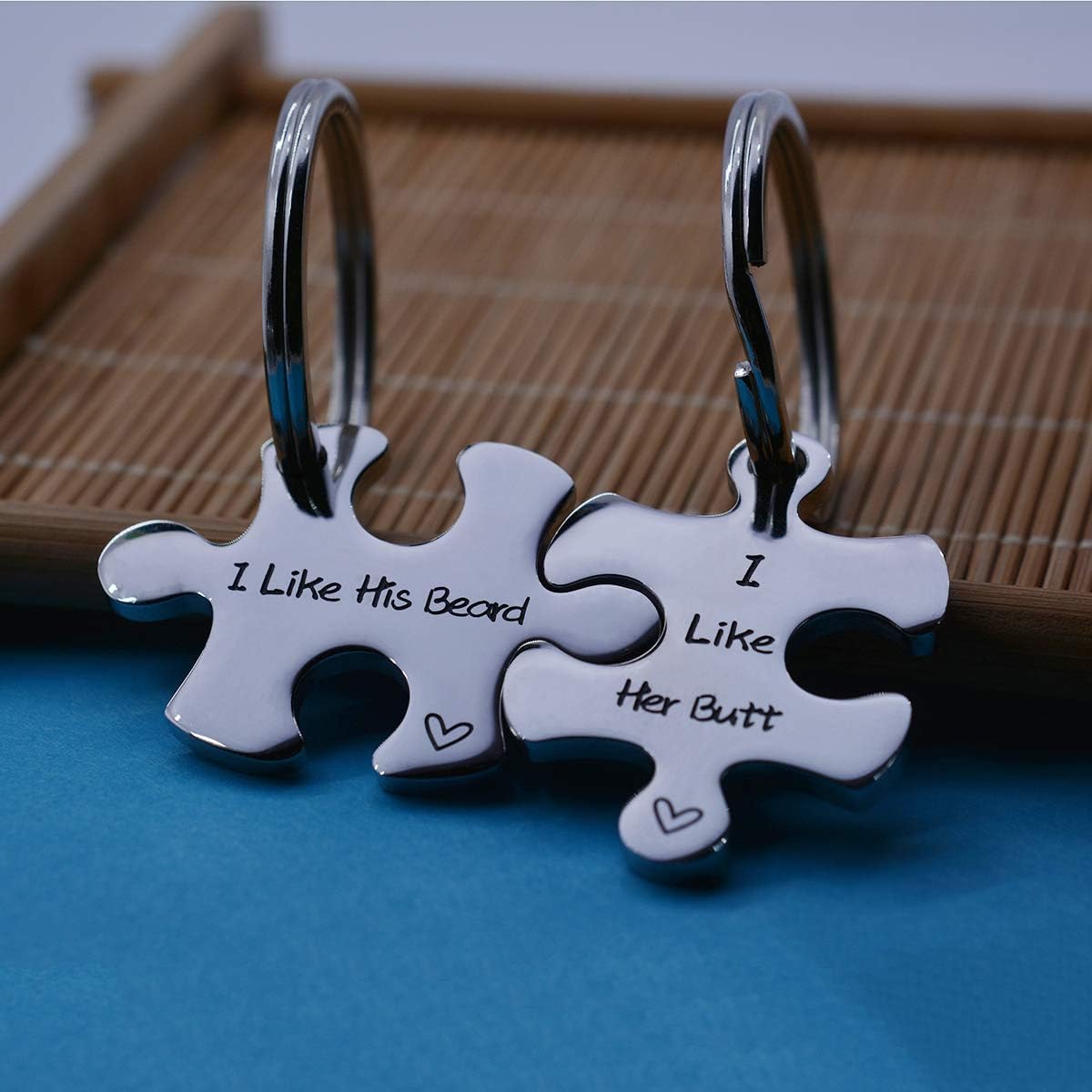 Matching Puzzle His and Hers Couple Keychains Engraved Lover Jewelry image 3