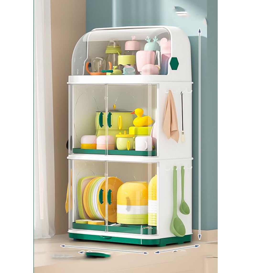 Amazon｜[FOQW] カウンター上 収納 ラック 食器棚 ロータイプ ミニ食器
