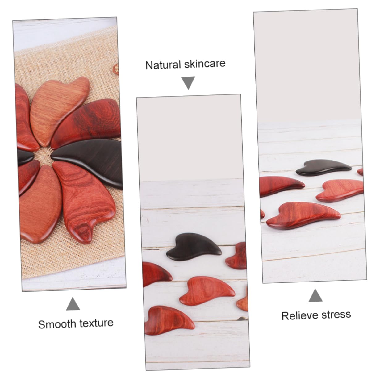 BESTYASH 3piezas Wooden Scraping Board De Madera Para Masaje Facial Herramienta De Relajación y Estimulación Circulación Para Cara Cuello y Espalda Masajeador Natural De