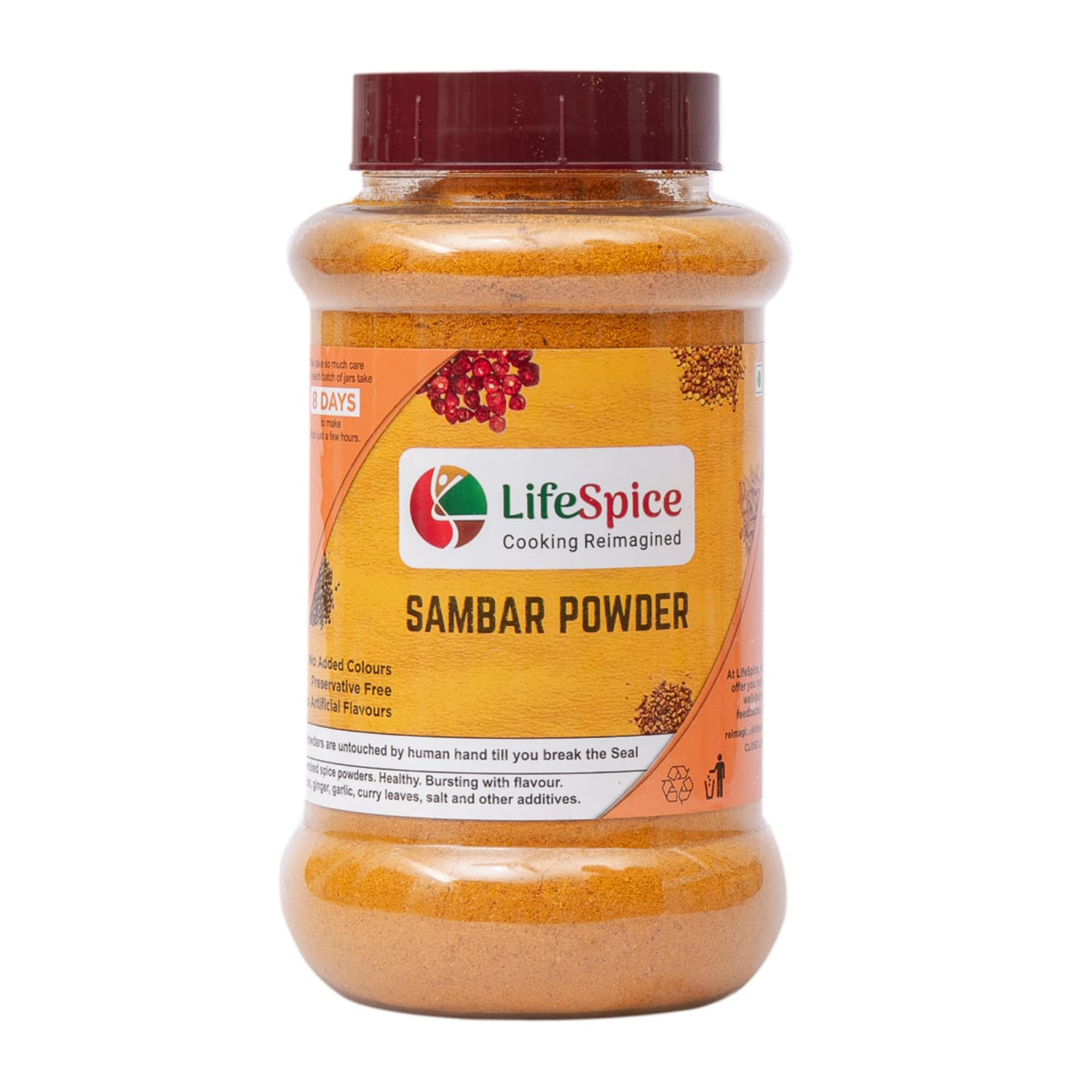 Lifespice - Sambar Powder -200g Jar | No onion, No Garlic | Low on chilli | High on Flavour | Unique Blend of Special Stemless Mundu Chillies & Erode Turmeric combined with Roasted Coriander and fenugreek from Gujarat (B0BSLV4L1P) Amazon Price History, Amazon Price Tracker