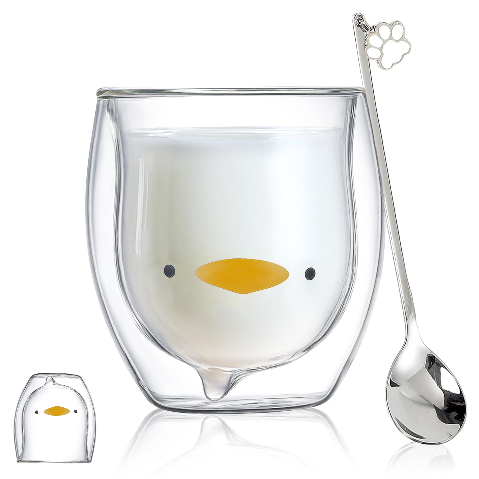 Cute Mugs Glasses Double Wall Insulated Glasses Espresso Cup, Coffee Cup, Tea Cup, Milk Cup, Best gift for Office and Personal Birthday (Duck)