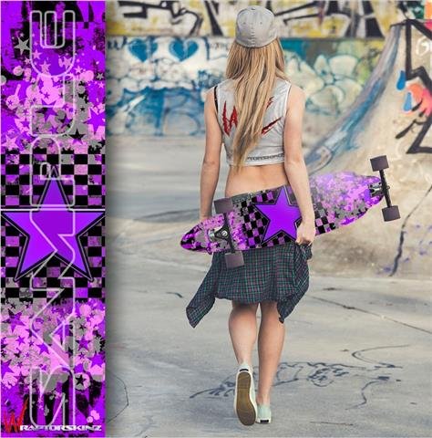 Purple Star - Decal Style Vinyl Wrap Skin fits Longboard Skateboards up to 10