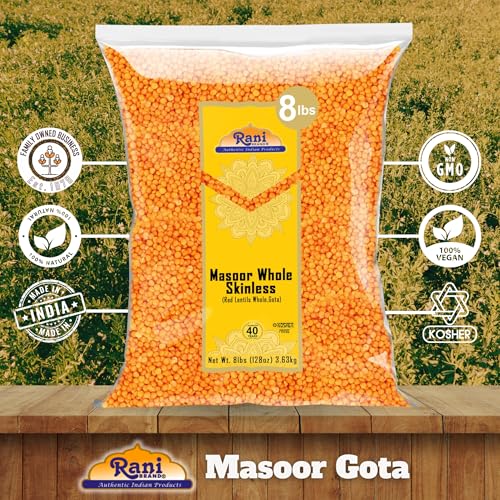 Image of Rani Masoor Gota (Football) Indian Red Lentils Skinless 128oz (8lbs) 3.63kg Bulk ~ All Natural | Gluten Friendly | NON-GMO | Kosher | Vegan | Indian Origin