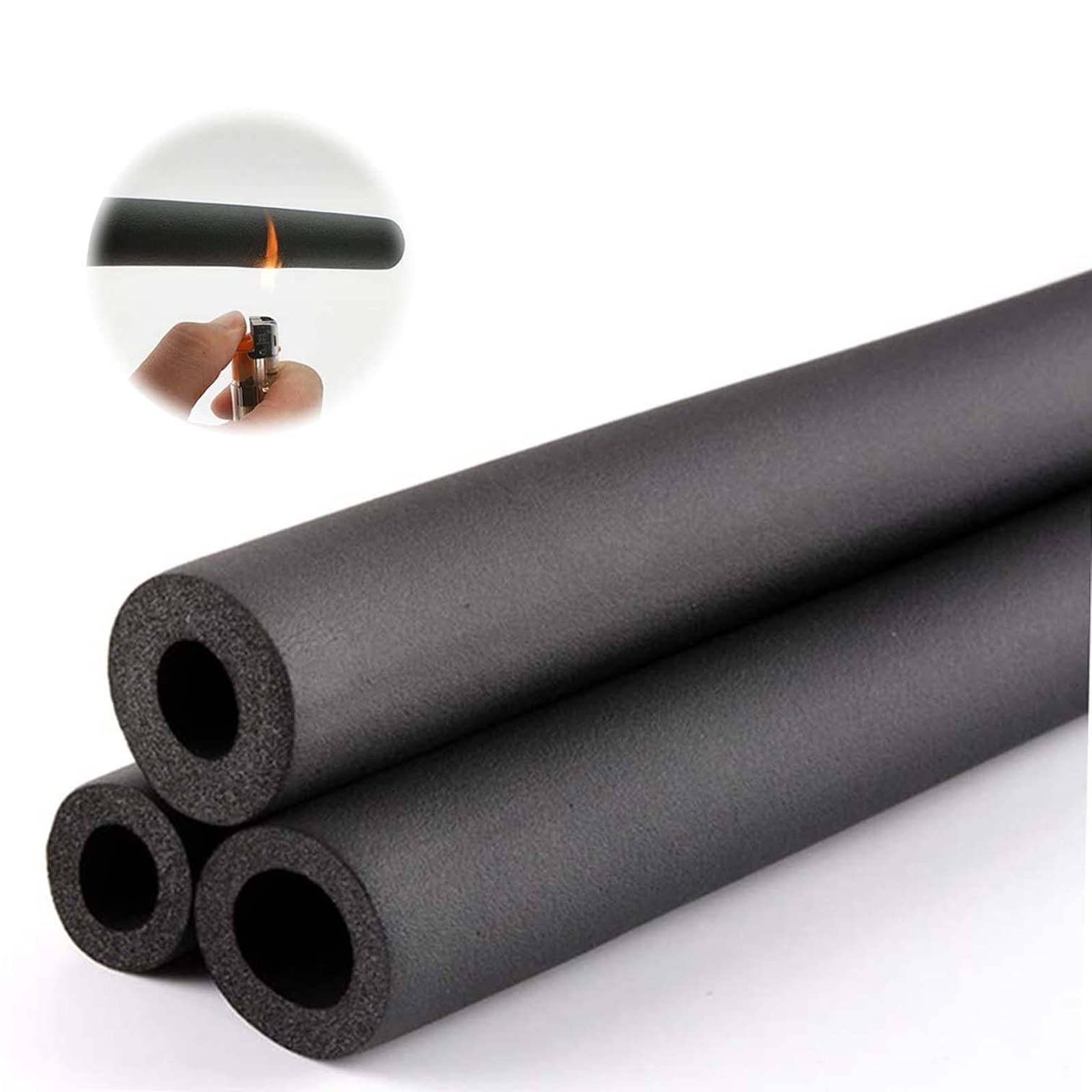 Pipe Insulation， Rubber Pipe Insulation Foam Tubing for Water Pipes Air Conditioner Black Multiple Sizes(48mmx25mmx1.9m)