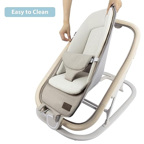 Miniatura 9 de Noah - Asiento mecedor 2 en 1 para bebé, silla mecedora portátil para bebés de 0 a 9 meses, reclinable con una sola mano, cojín para recién nacido,