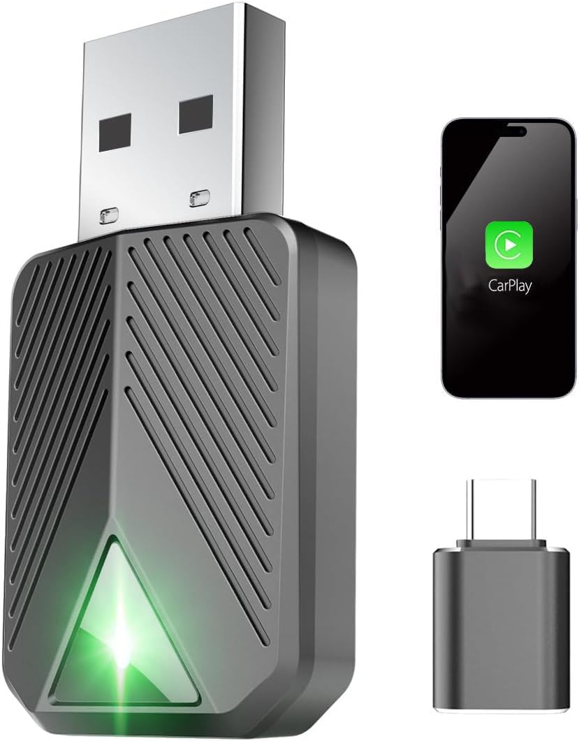 Wireless Carplay Adapter, Convert Wired to Wireless CarPlay, Compatible with CarPlay, Plug and Play, Type-C/USB, Suitable for 800+ Vehicles (Black)-image-23