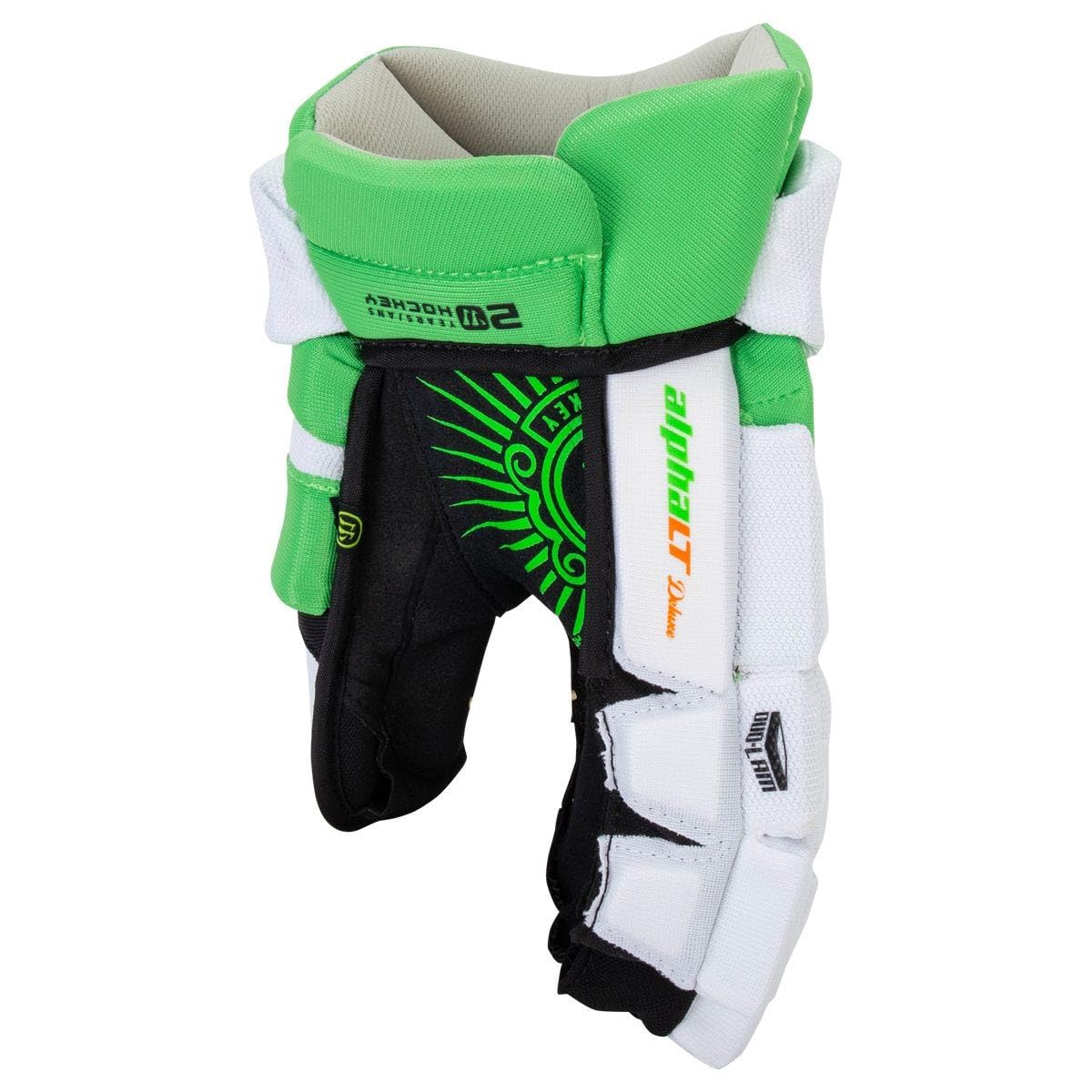 Warrior Alpha Deluxe LT Senior Gants de hockey sur glace, blanc/vert, 33 cm