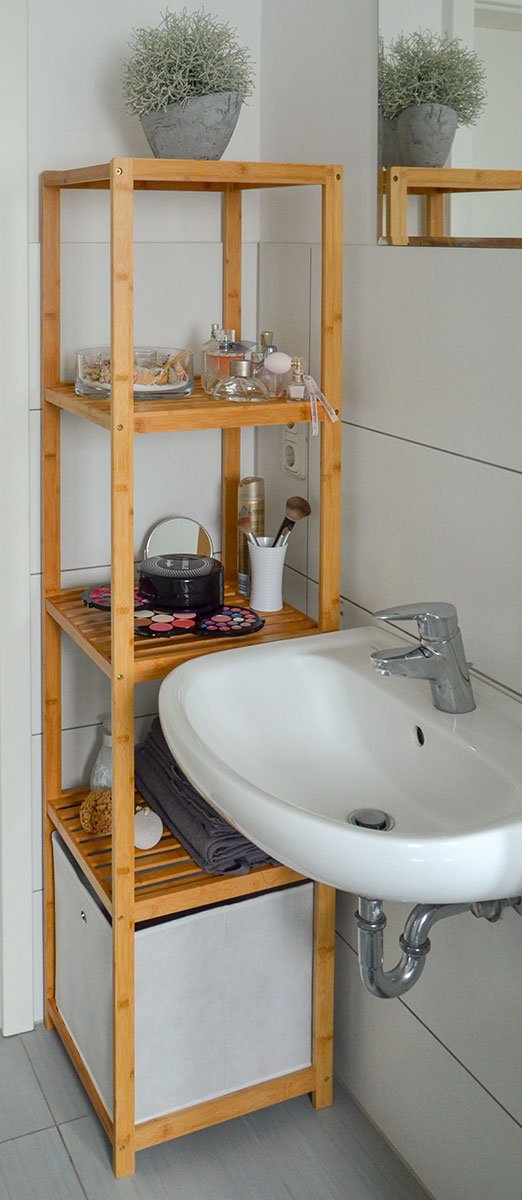 DuneDesign Bamboe Houtenplank 83x38x40cm - 3 Vakken Badkamerplank Keukenplank Badkamerkast