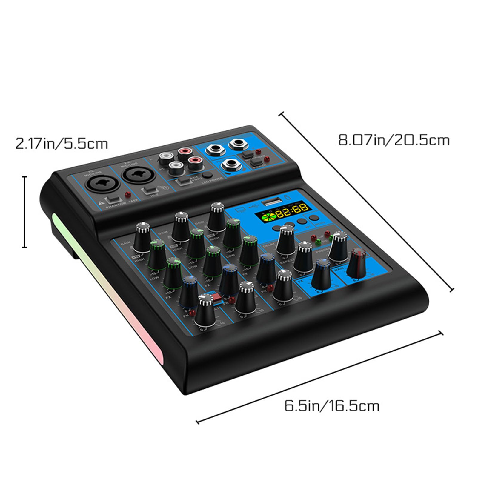Goshyda Mixer Audio a 4 Canali con Due Microfoni Cordless, Console di Missaggio Audio per Karaoke, Streaming Live, Podcast e registrazione.