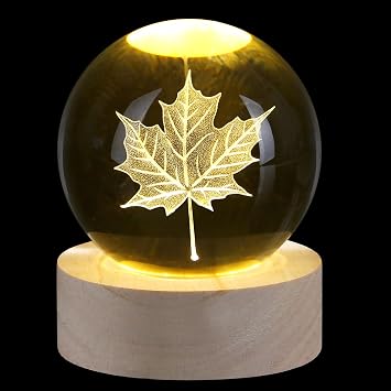 60mm 3D Autumn Leaves Crystal Ball Fall Leaves Glass Ball Maple Leaf Paperweight Autumn Gifts Decoration