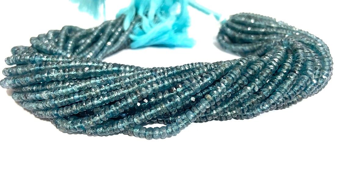 Perles rondes à facettes en cyanite indigo 3-4mm pour création de bijoux de lithothérapie