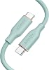 Anker PowerLine III Flow USB-C and USB-C Cable, Tangle-Free, 100 W, USB PD Compatible, Silicon Material, Compatible with Various Devices 5.9 ft 1.8 m, Mint Green