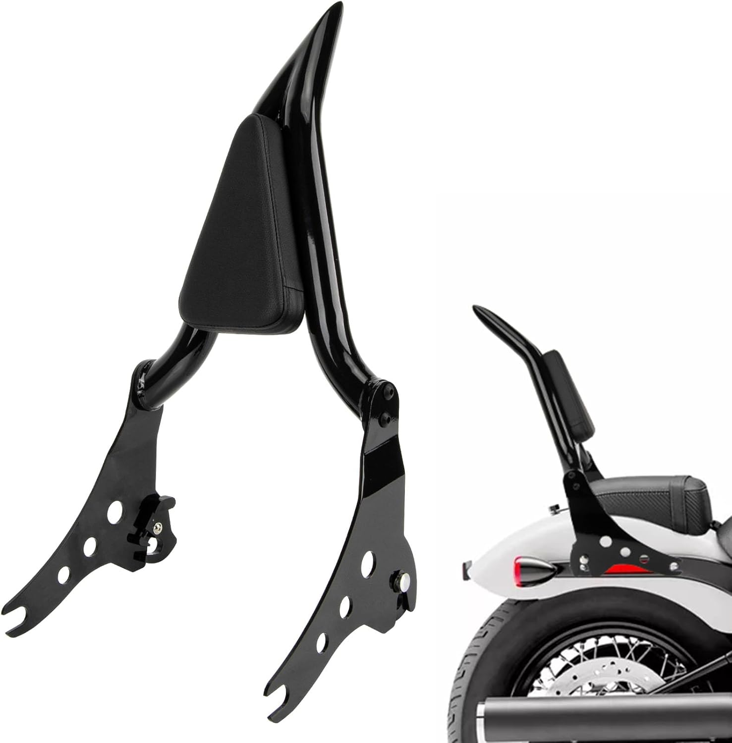 Black Sissy Bar Backrest - PSLER Detachable Passenger Backrest Rear Pad Softail Slim Backrest for Softail Street Bob FXBB 2018-2024 23 Inches