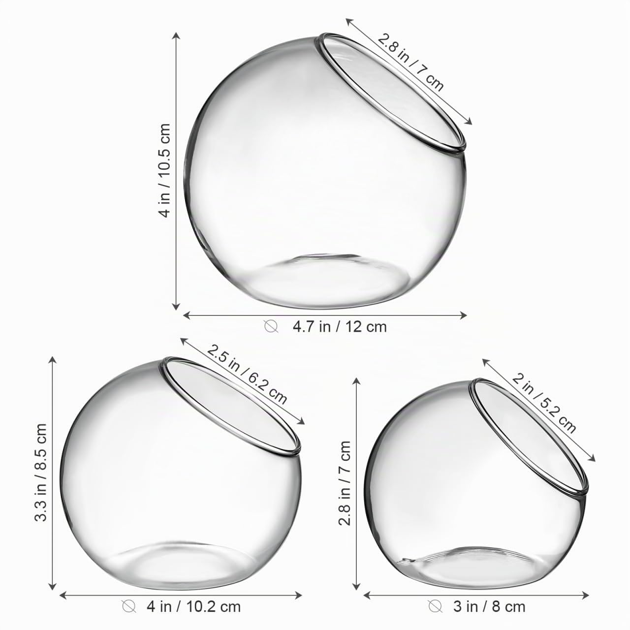 Mipcase Jarrones De Vidrio Transparente para Almacenamiento: 6 Cuencos Decorativos EsféRicos para Centro De Mesa Y Terrarios