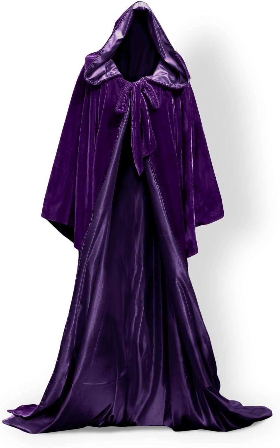Hooded Cloak Purple Halloween Wizard Robe Long Sleeve for Christmas