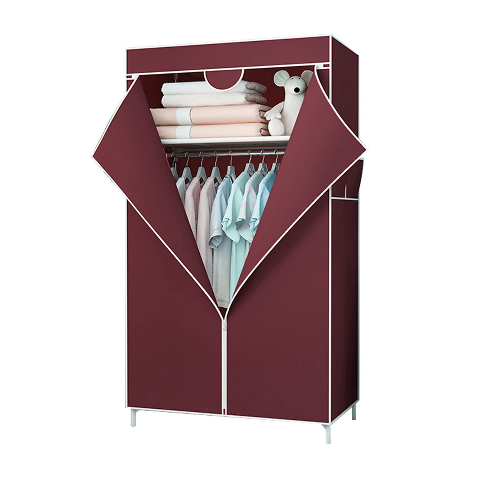 Armario Plegable De Lona, Riel para Colgar Ropa De Dormitorio Independiente Dormitorio De Condominio Organizador De Almacenamiento De Ropa Portátil con Bolsillos Laterales 155 * 43 * 70 CM