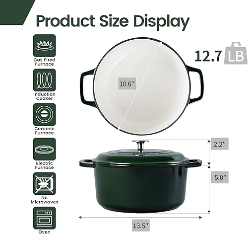 Miniatura 5 de EDGING CASTING Horno holandés de hierro fundido esmaltado con tapa olla de horno holandés esmaltada con asas horno holandés de hierro fundido