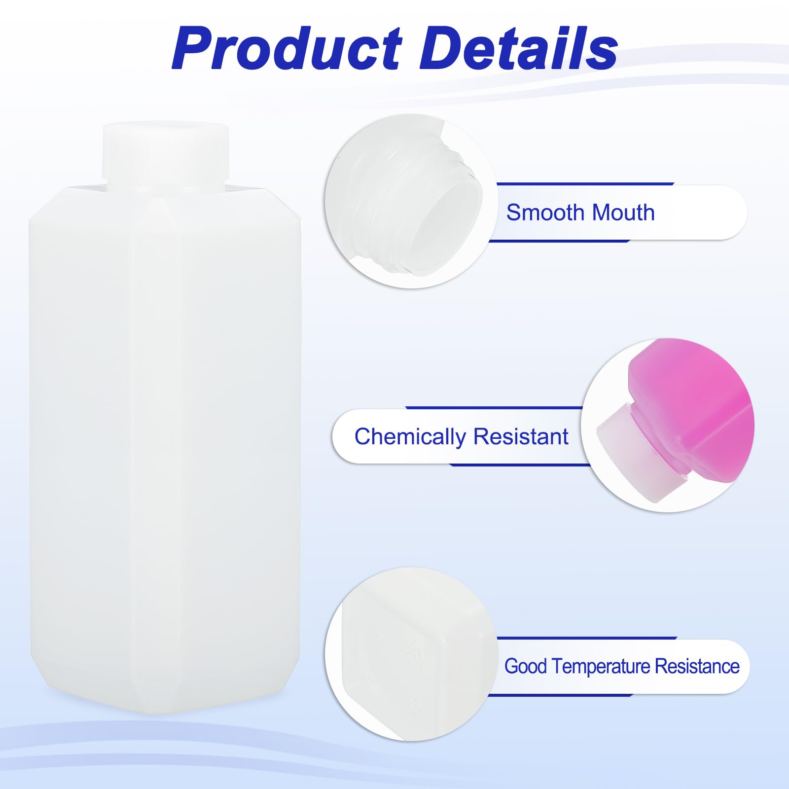 PATIKIL Reagenzflaschen 10 Stück 500ml HDPE Schmalhals Quadratische Probenlagerungsbehälter Mit Innenringdeckel
