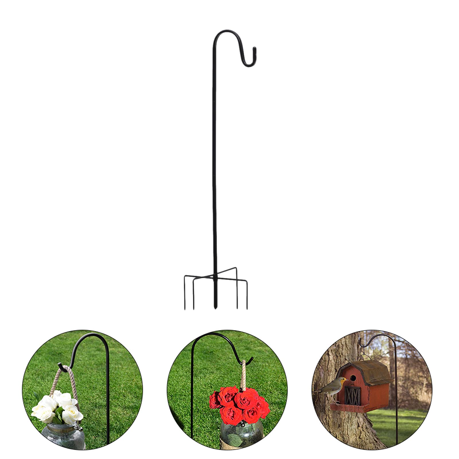 Crochet de Berger, 2 Crochets en Métal pour Mangeoire Oiseaux Exterieur, 96cm Crochets de Jardin Résistants à la Rouille avec 5 Griffes pour Lampes Solaires, Paniers de Plantes, Boules de Fleurs