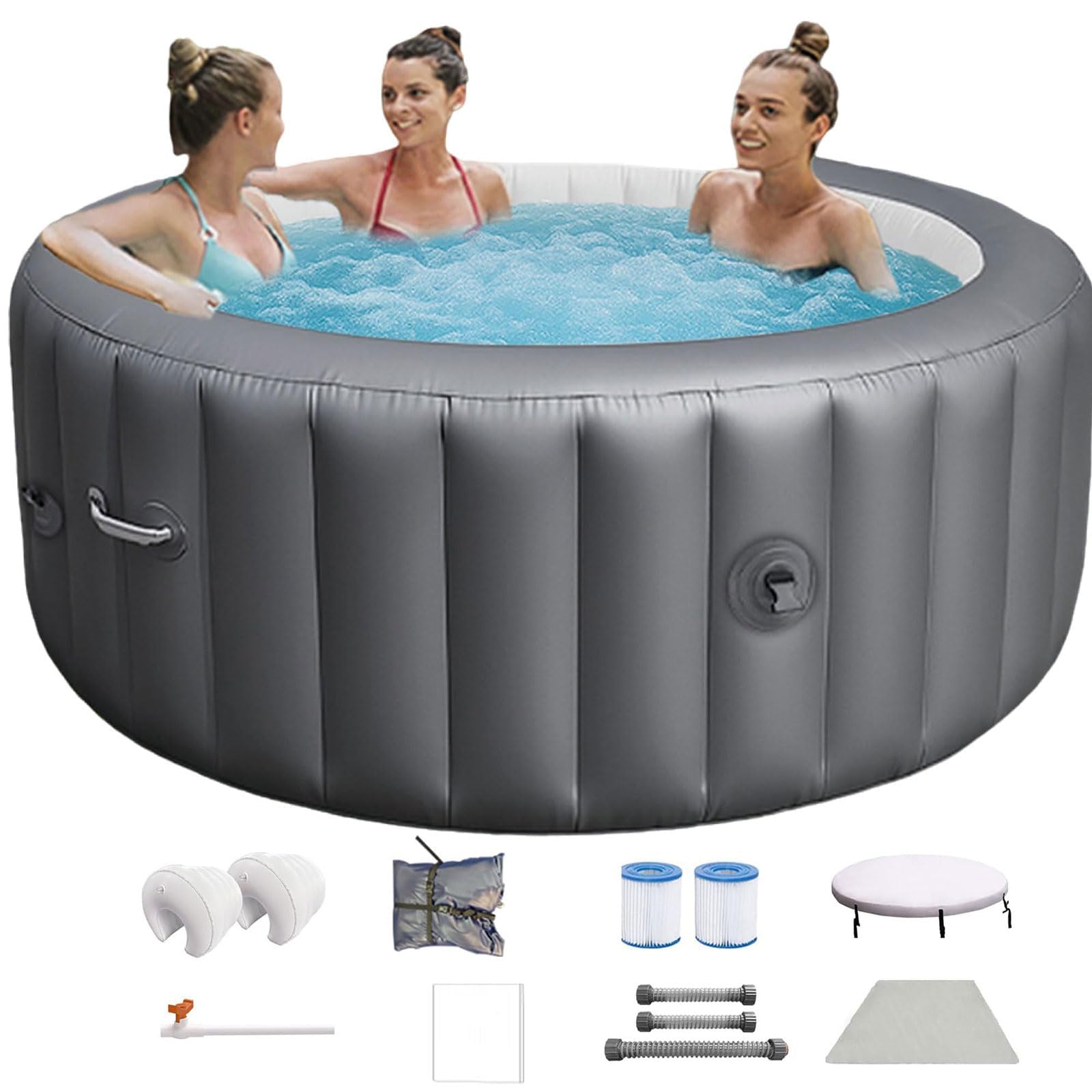 Vasca Idromassaggio Gonfiabile Per 2-3 Persone Con Riscaldatore, Jacuzzi Gonfiabile Portatile A 40°c Per Giardino O Patio Esterno