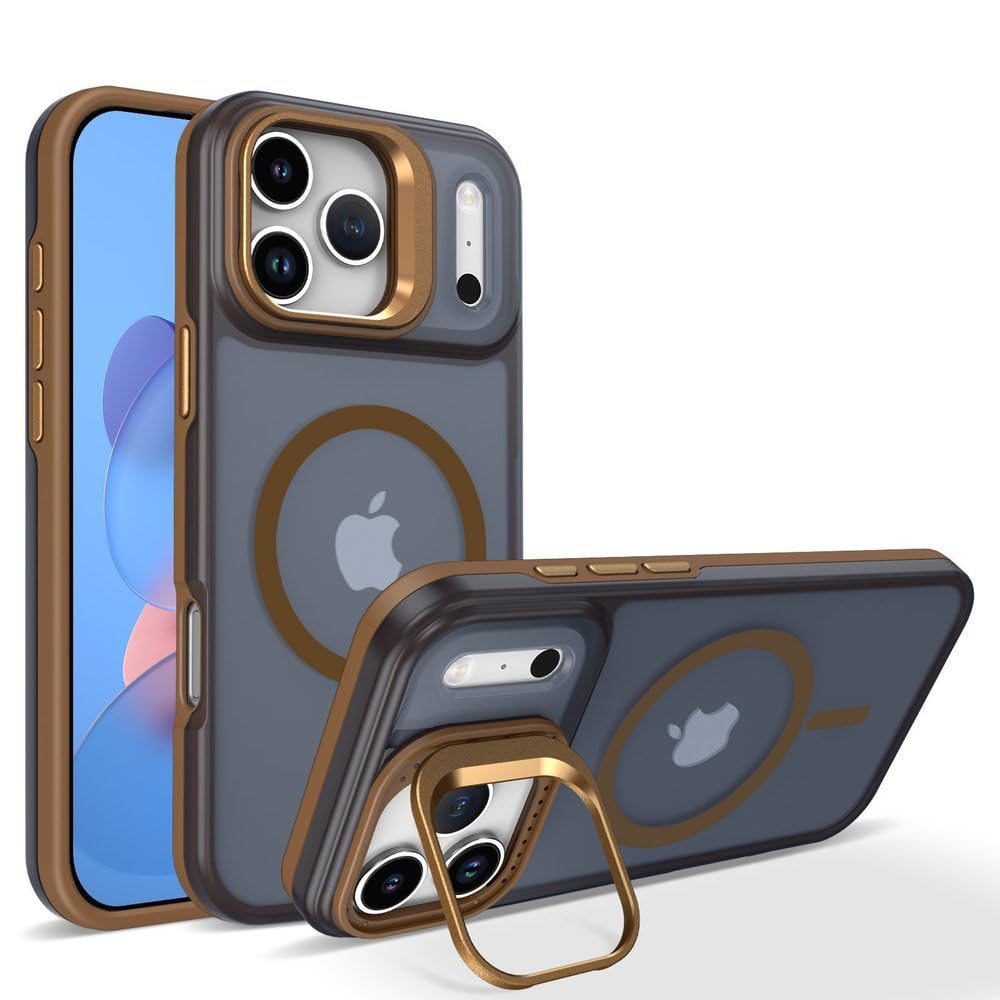 Matowe, przezroczyste, magnetyczne etui odporne na wstrząsy do iPhone'a 17 16 15 14 13 12 Pro Max 17 Air 16 15 14 Plus z funkcją ładowania bezprzewodowego, brązowe, do iPhone'a 17 Pro